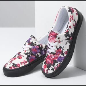 Like New Vans Era Floral White Black Sneakers